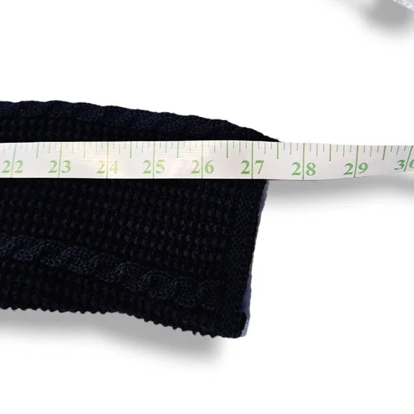 EUC Jeanne Pierre Cable Knit Cowl Neck Cotton Sweater Sz. M Dark Blue - Picture 9 of 9